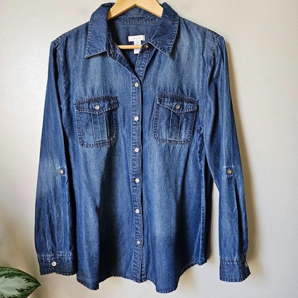 Chico's Indigo Denim Button-Down Shirt